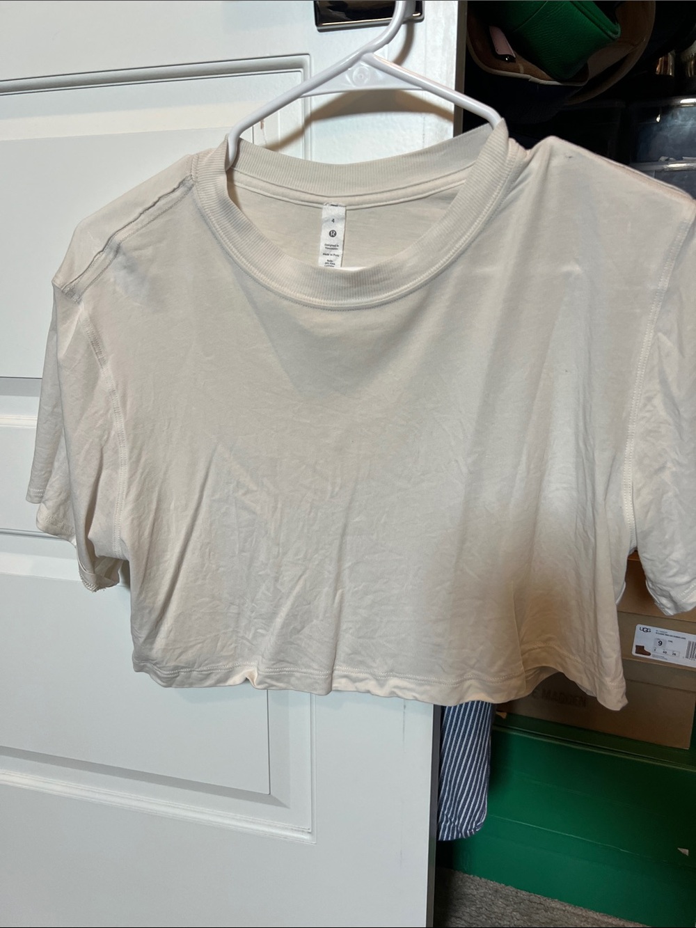 Lululemon Women's Cropped Crewneck Tee in Cream